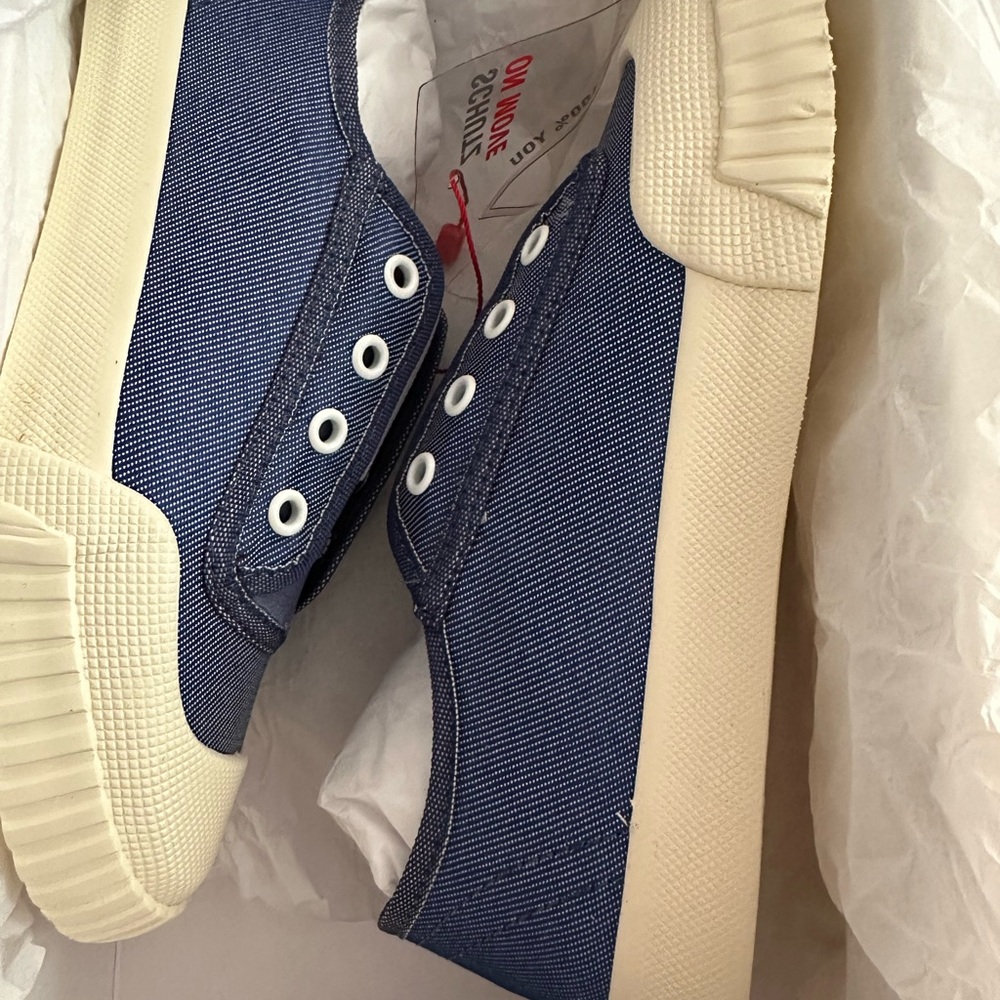 SCHUTZ Massey Denim Sneakers with Off-White Soles size 5
